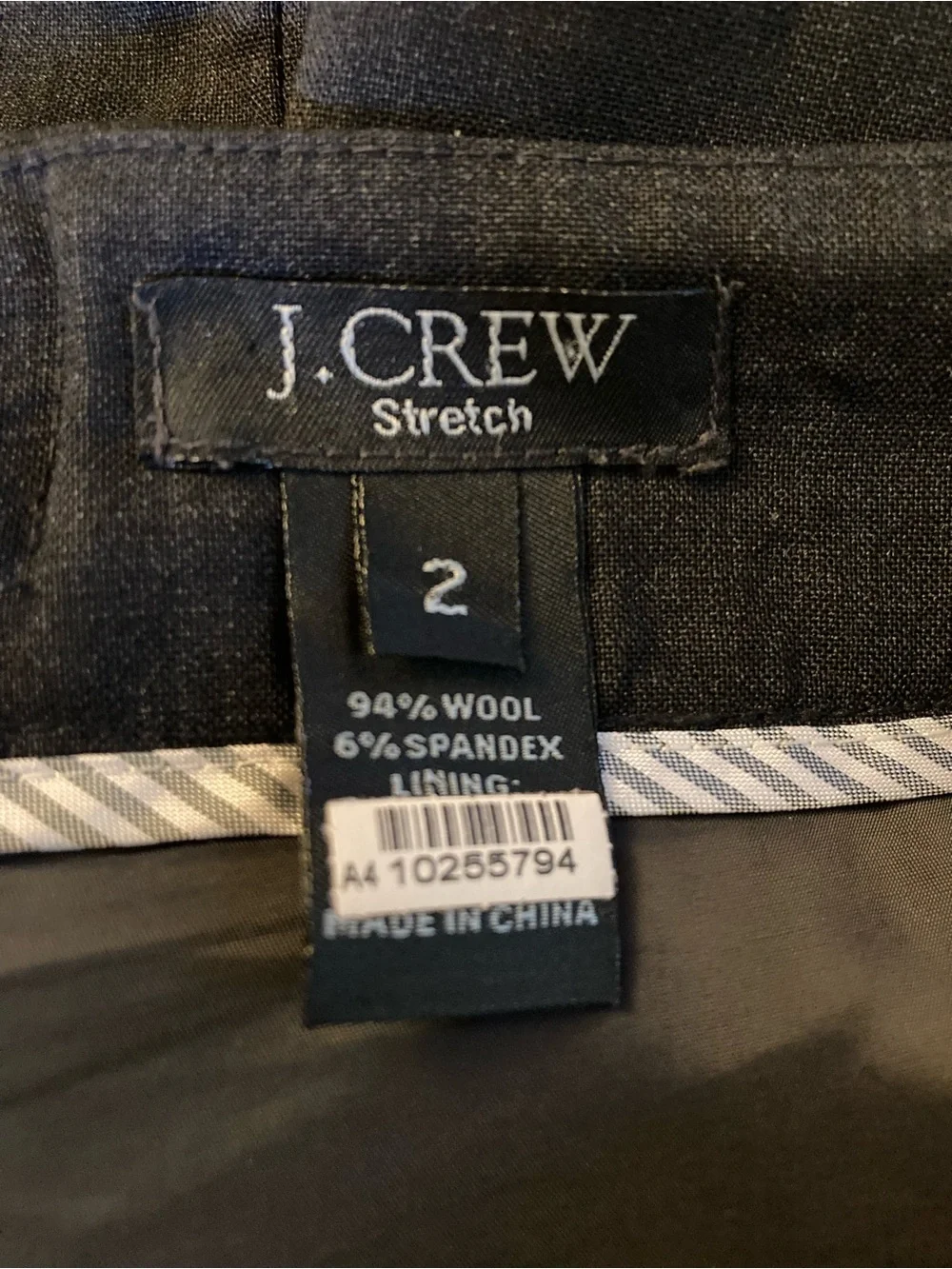 J. Crew Stretch Black Wool Blend Lined Pencil Skirt with Button Adjustment